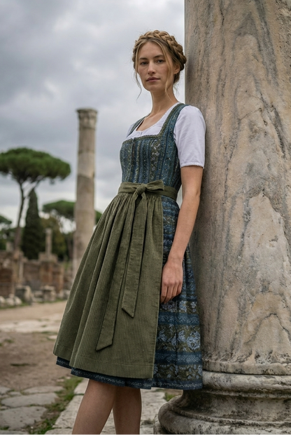 Berwin Long Dirndl 2pcs. 75cm "Sarah" olive