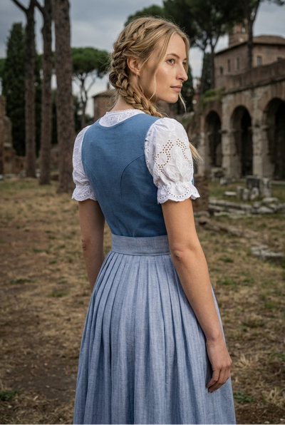 Berwin Long Dirndl 2pcs. 75cm "Hali" light blue