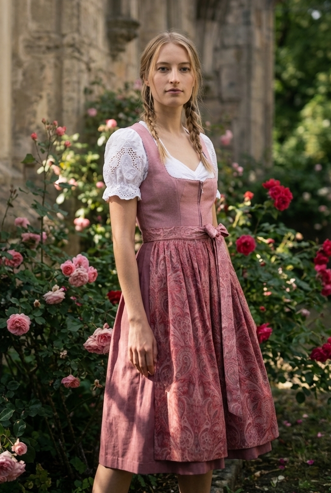 Berwin Long Dirndl 2pcs. 70cm "Lilli" pink