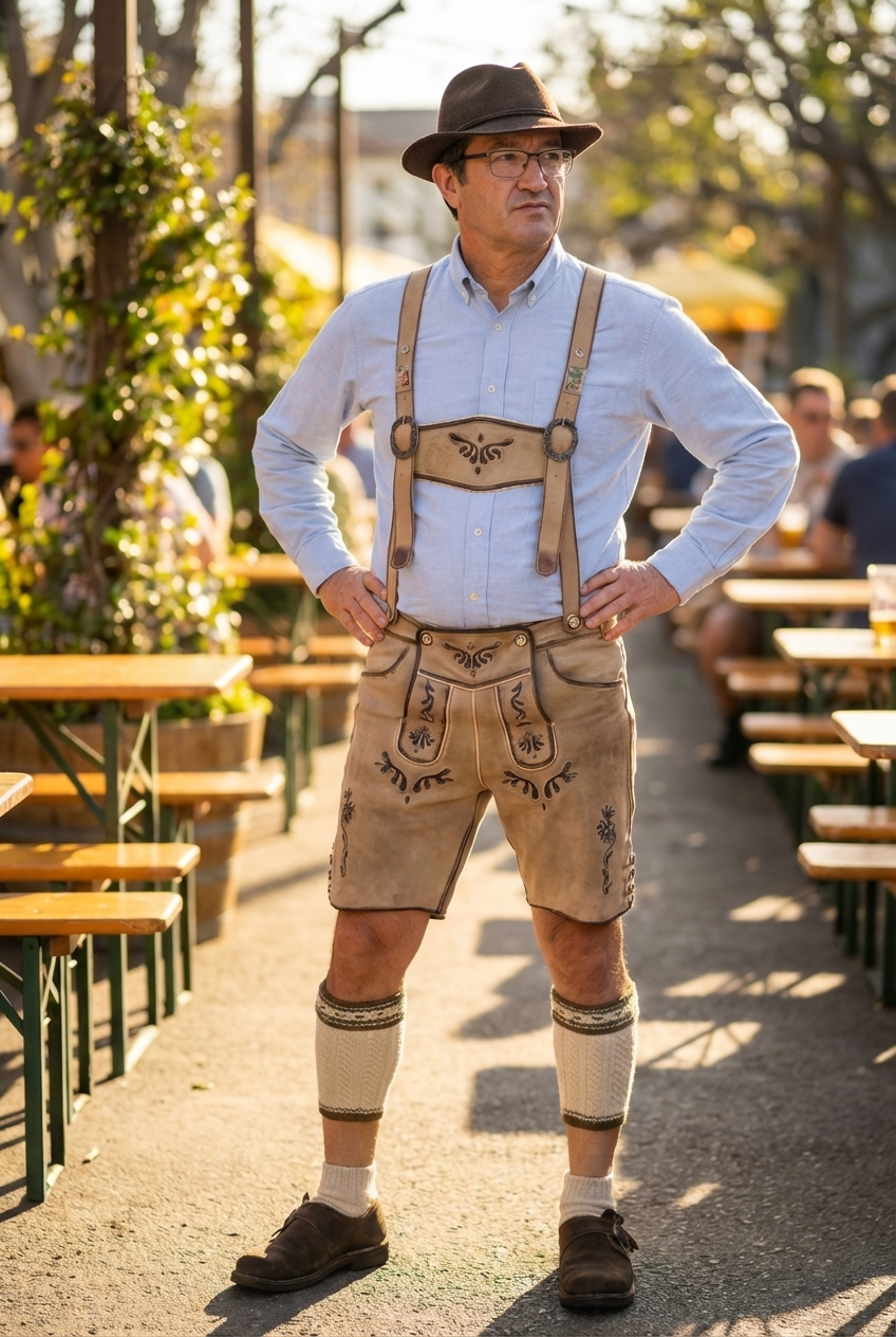 Men's Lederhosen "TradKraft" H-Straps tan (sizes 60)