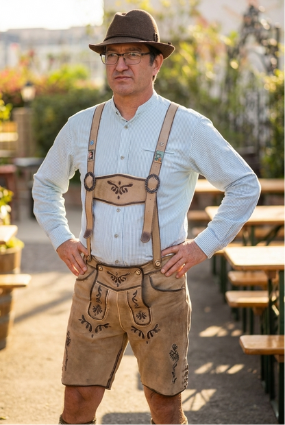Men's Lederhosen "TradKraft" H-Straps tan (sizes 60)