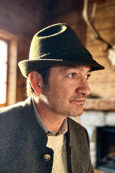 Loden Tricorn Hiking Hat — 100% Wool, Olive