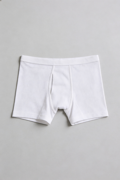 Trigema Organic White Cotton Fine-Rib Boxer Brief Made in Germany