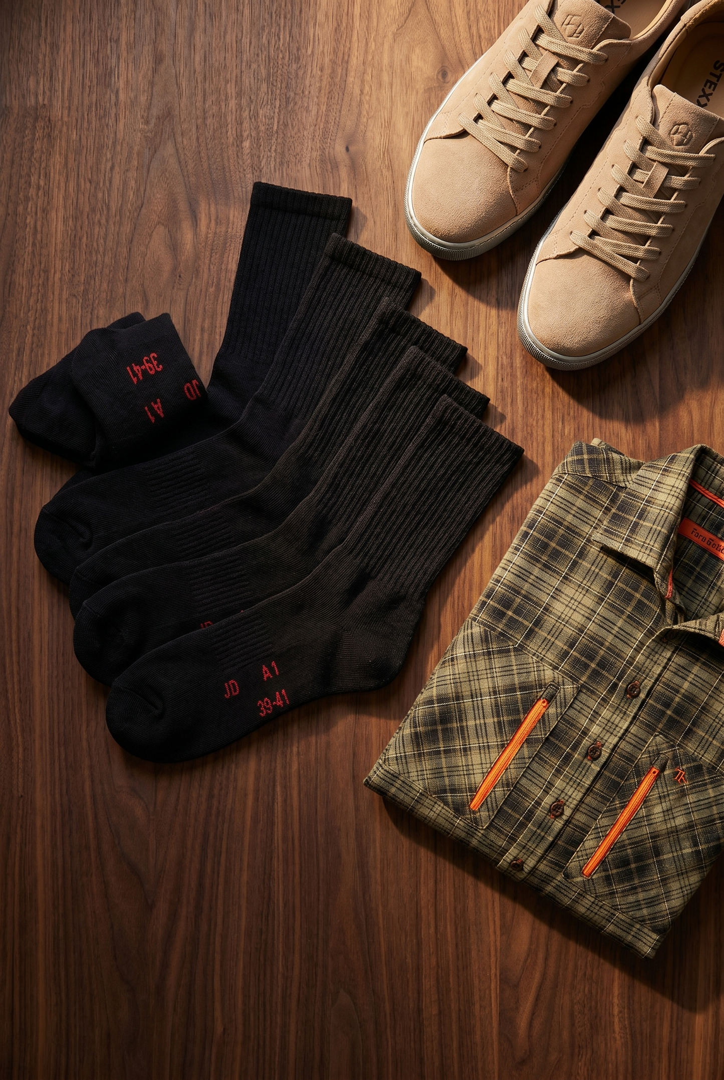 The Work Three — Black Cotton Crew Sock, Pack of 3 Made in Germany