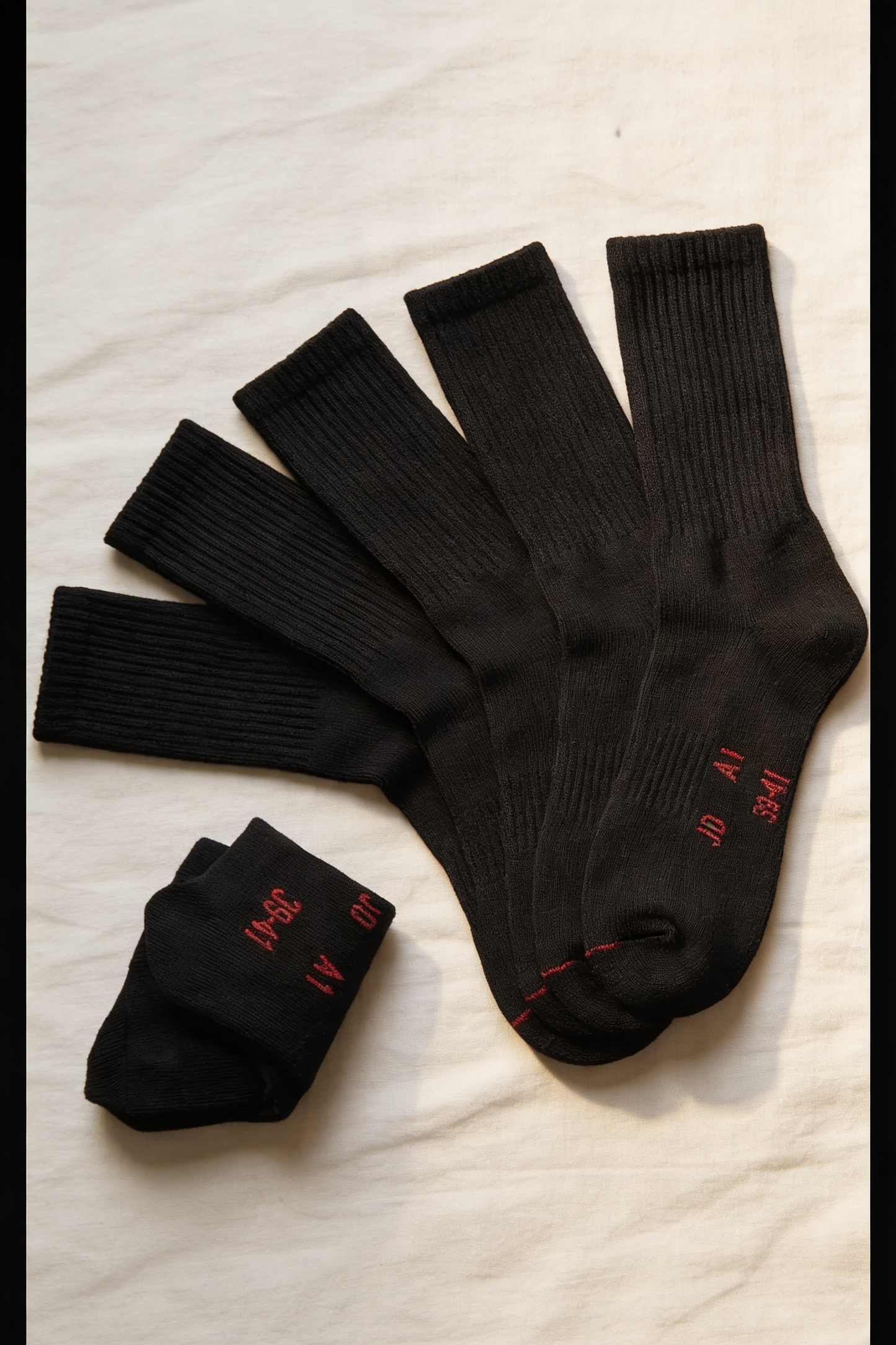 The Work Three — Black Cotton Crew Sock, Pack of 3 Made in Germany