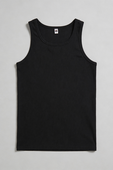 Trigema Premium Organic Cotton Fine Rib Tank-Top | Heavy-Duty Black