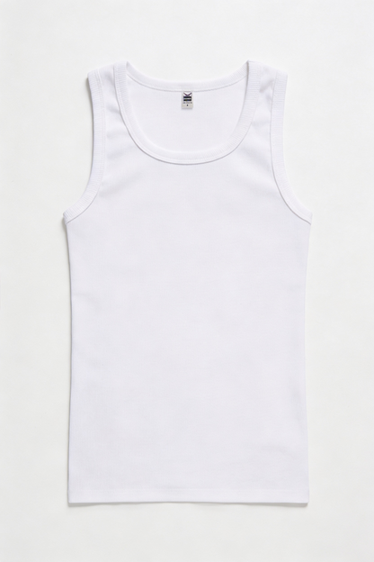 Trigema Premium Organic Cotton Fine Rib Tank-Top | Heavy-Duty White