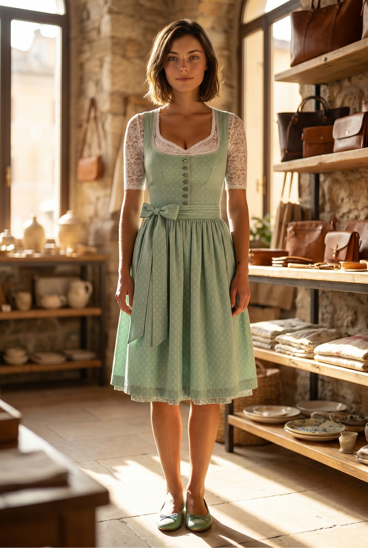 Berwin Long Dirndl 2pcs. 75cm 'Lotte' sage