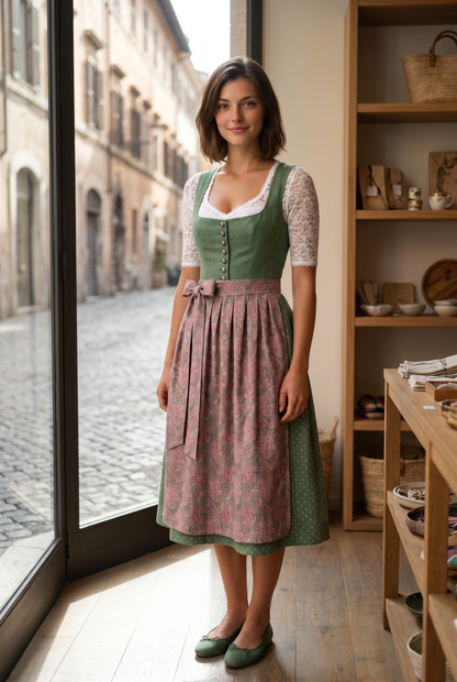 Berwin Long Dirndl 2pcs. 75cm 'Greta' sage