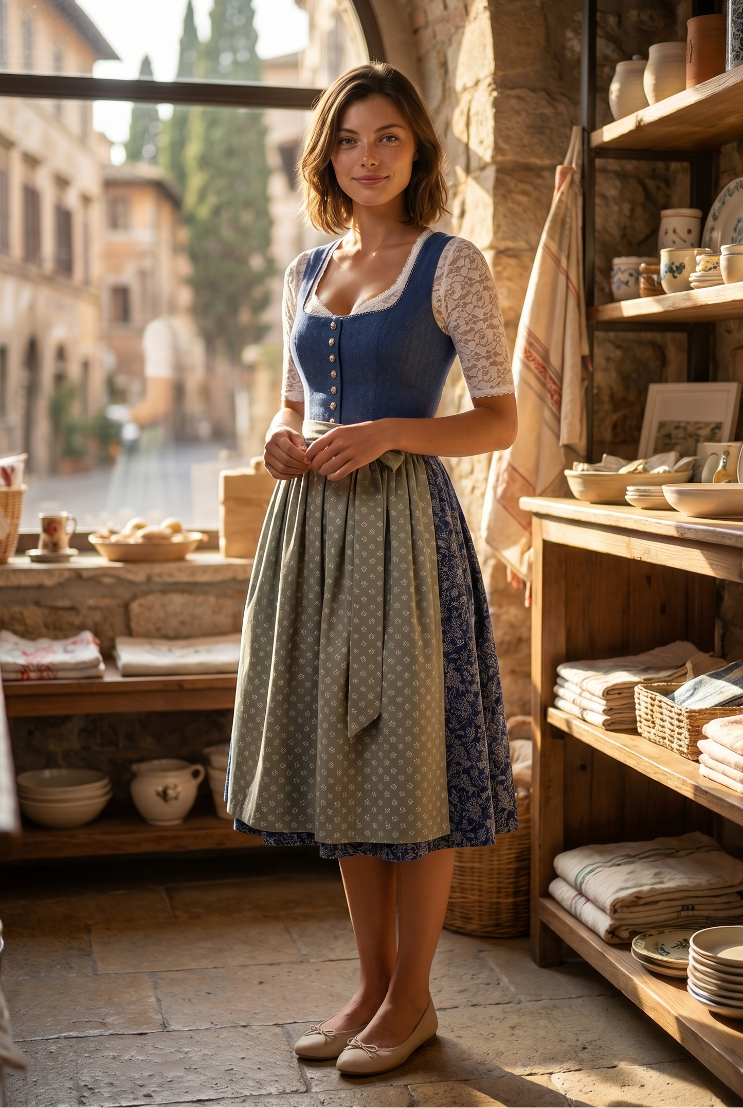 Berwin Long Dirndl 2pcs. 75cm 'Maren' navy