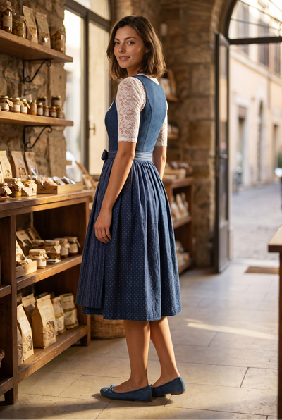 Berwin Long Dirndl 2pcs. 75cm 'Ingrid' navy