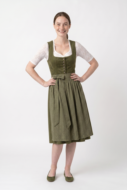Berwin Long Dirndl 2pcs. 75cm 'Elke' olive