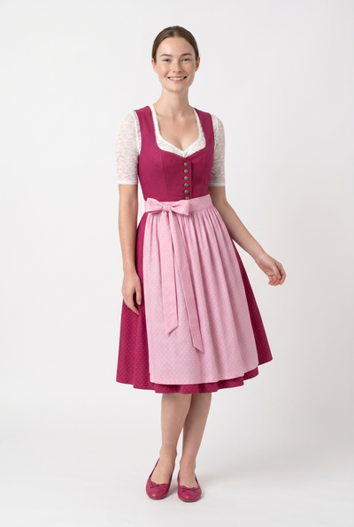 Berwin Long Dirndl 2pcs. 75cm 'Liesl' pink