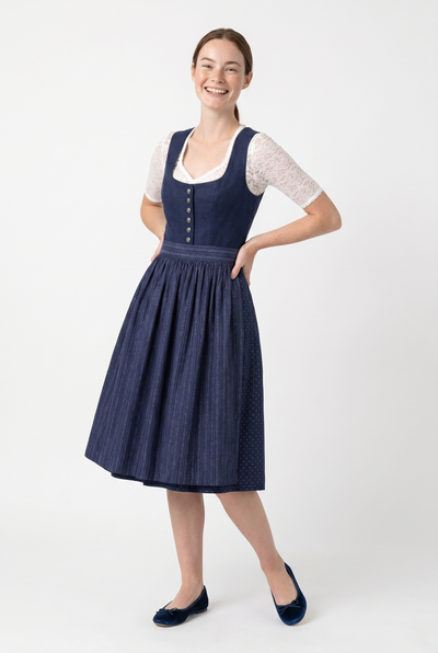 Berwin Long Dirndl 2pcs. 75cm 'Ingrid' navy