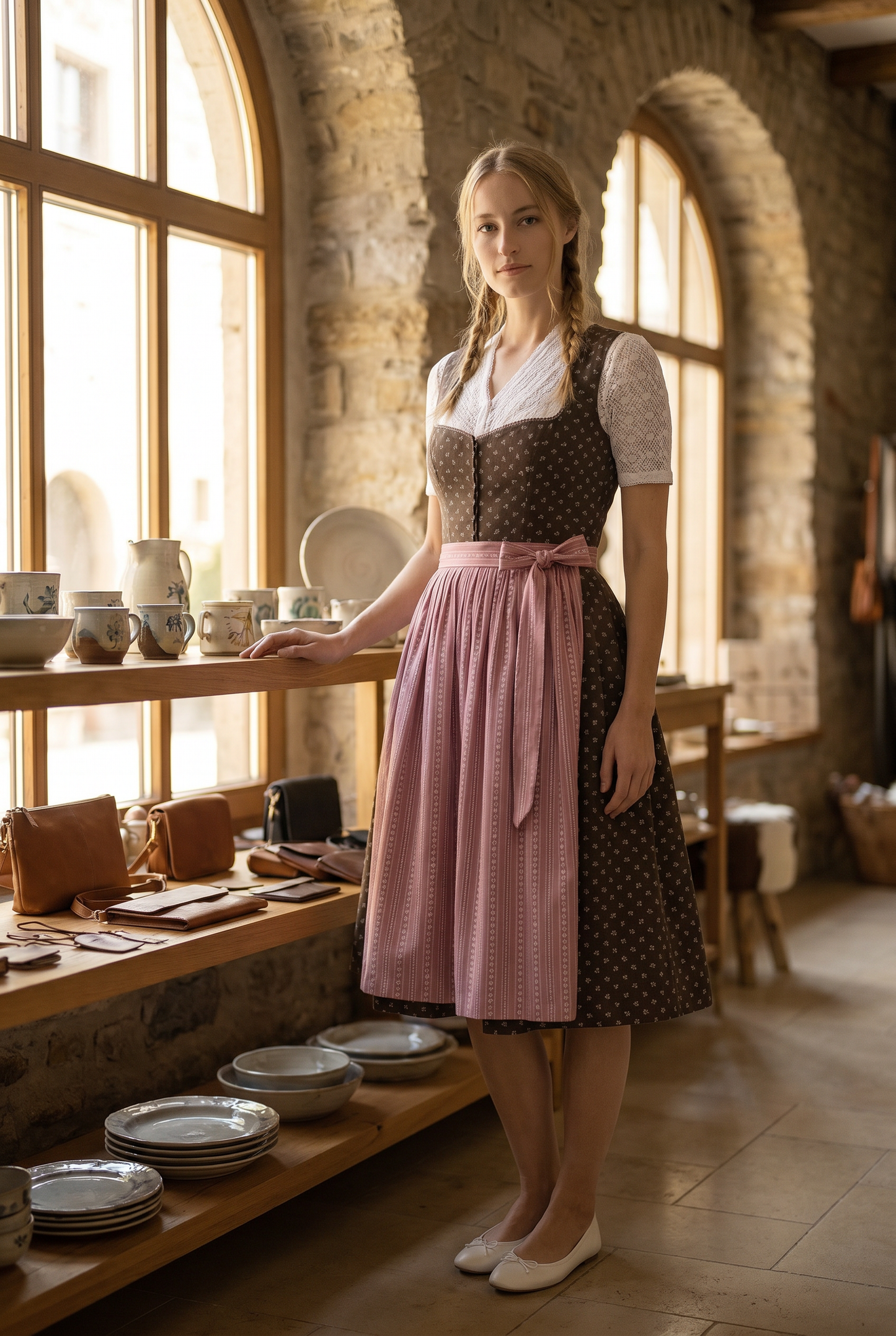 dirndl midi dress Berwin Midi Dirndl 2pcs. 60cm 