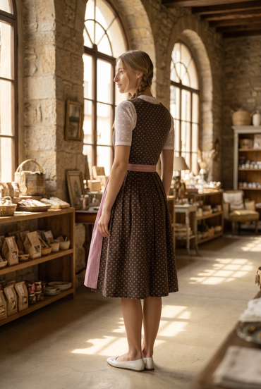 Berwin Midi Dirndl 2pcs. 60cm "Emma" brown/pink