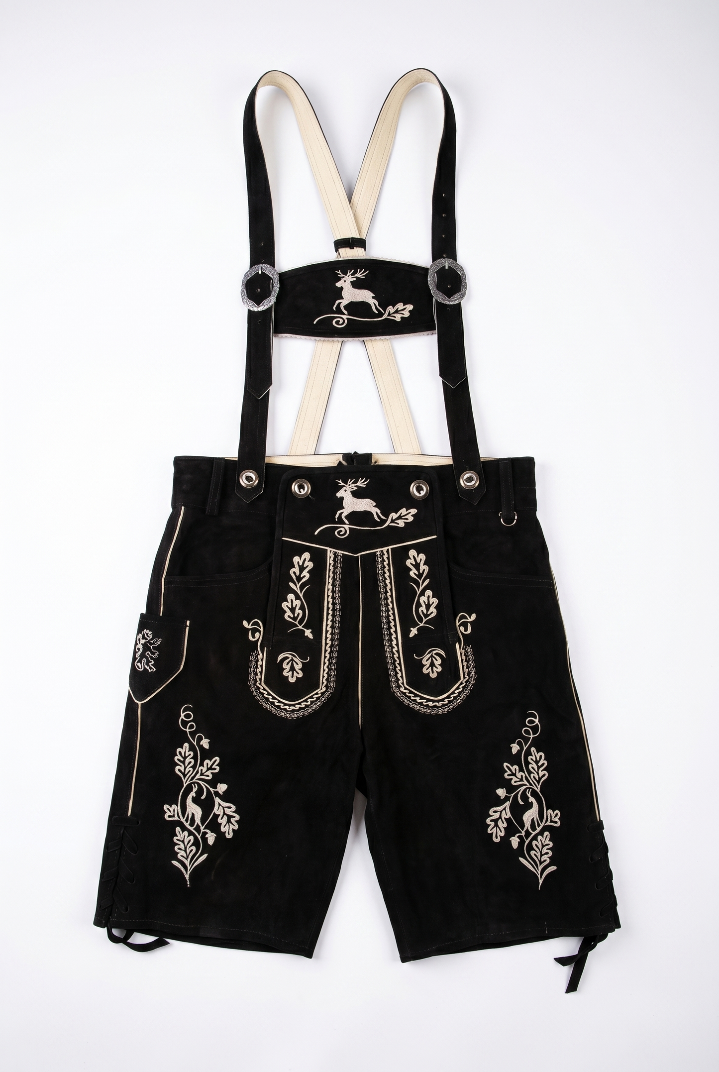 Men's Lederhosen "Vogtland" H-Straps Black