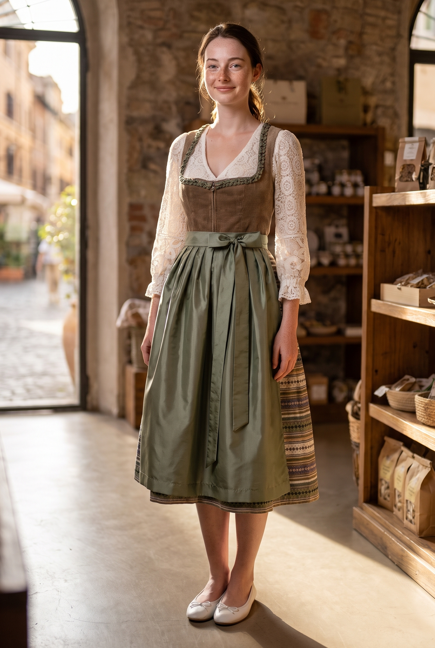 Berwin 3/4 Sleeve Dirndl Blouse "Cassi" ecru