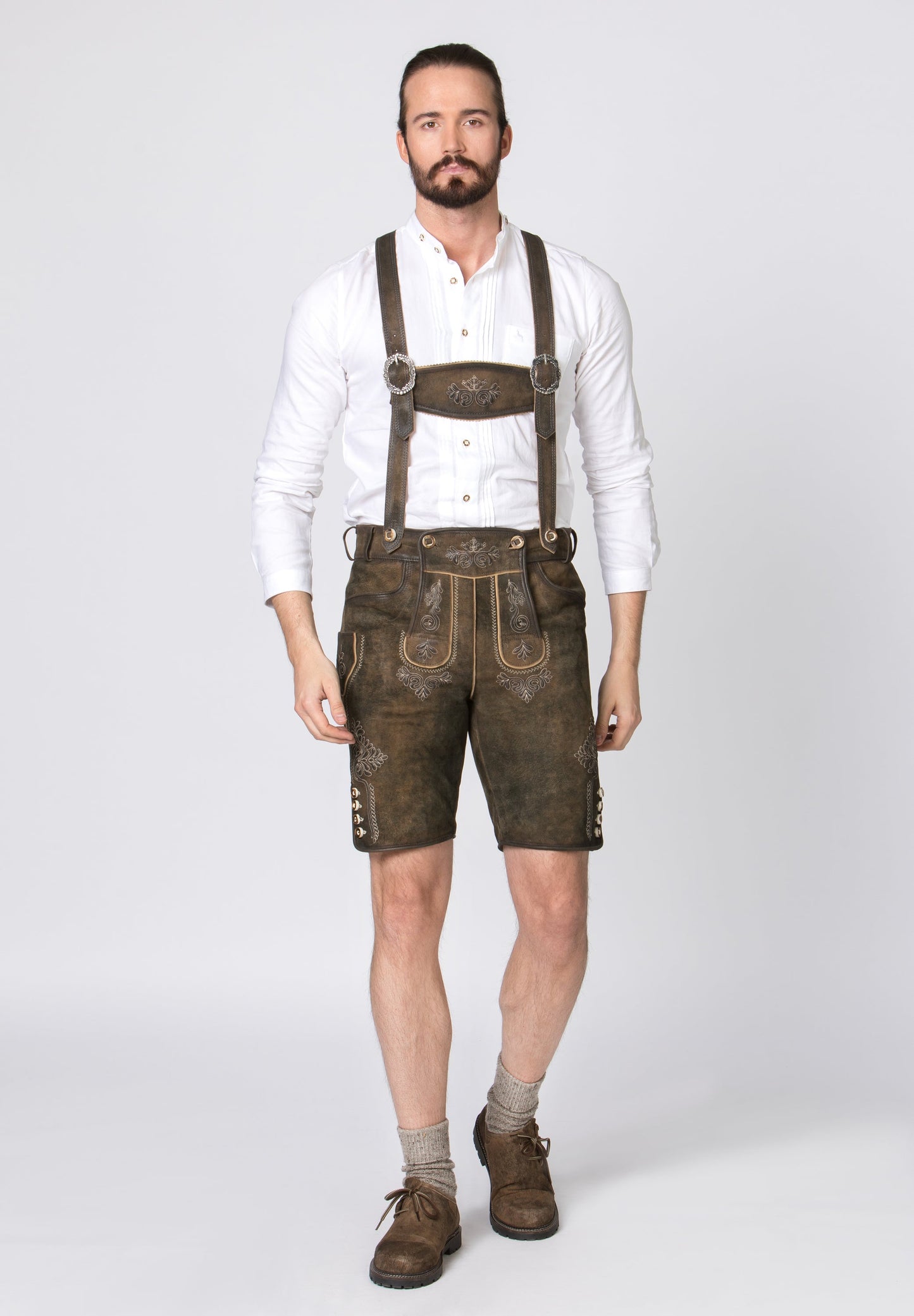 Stockerpoint Men's Lederhosen "Beppo4" Wildbock H-Straps Bison (closeout) 46,58,62