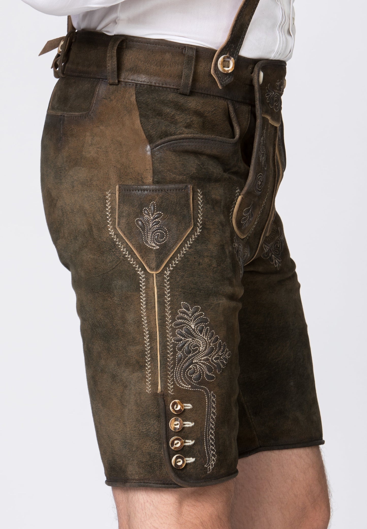 Stockerpoint Men's Lederhosen "Beppo4" Wildbock H-Straps Bison (closeout) 46,58,62