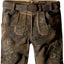 Men's Lederhosen "Leonardo" with Belt Dark Brown w/green (52) closeout