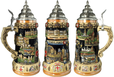England Panorama Stein with pewter lid