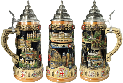 England Panorama Stein with pewter lid