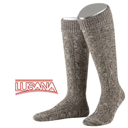 Traditional Costume - Men's Knee-high Stockings with Diamond Pattern (Brown Mottled)
