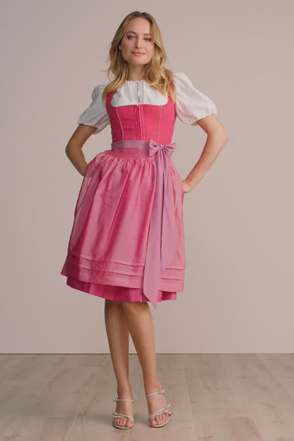 Kruger Midi Dirndl 2pcs. 60cm "Flaminia" red (sizes 36)