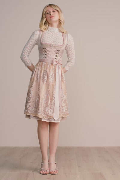 Kruger Midi Dirndl 2pcs. 60cm "Lunie" pink