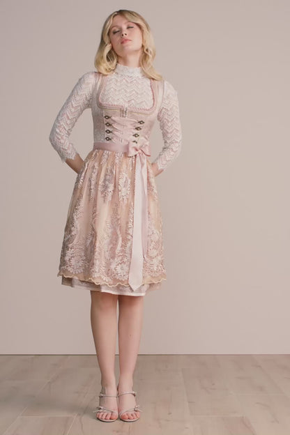 Kruger Lunie Midi Dirndl, Pink — 60cm 2pc Set