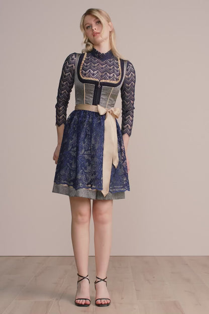 Kruger Midi Dirndl 2pcs. 50cm "Effi" blue (low stock)