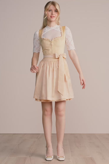 Kruger Annina Midi Dirndl, Yellow — 60cm 2pc Set