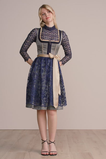 Kruger Midi Dirndl 2pcs. 60cm "Effi" blue (low stock)