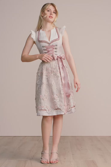 Kruger Midi Dirndl 2pcs. 60cm "Marielena" pink